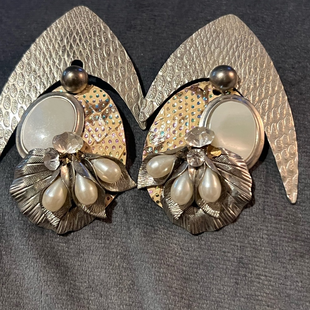 Vintage '80s Silver and Gold Statement Earrings